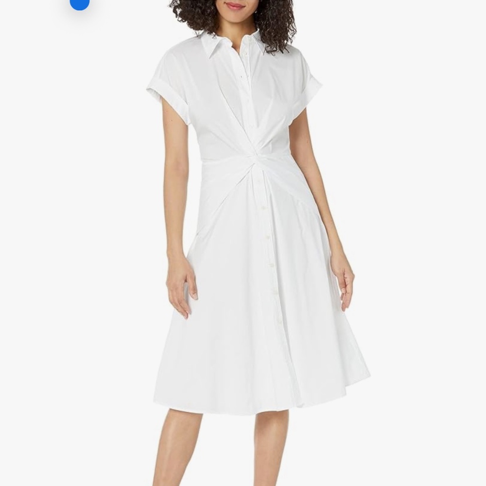 Lauren Ralph Lauren Womens Twist-Front Cotton-Blend Shirtdress